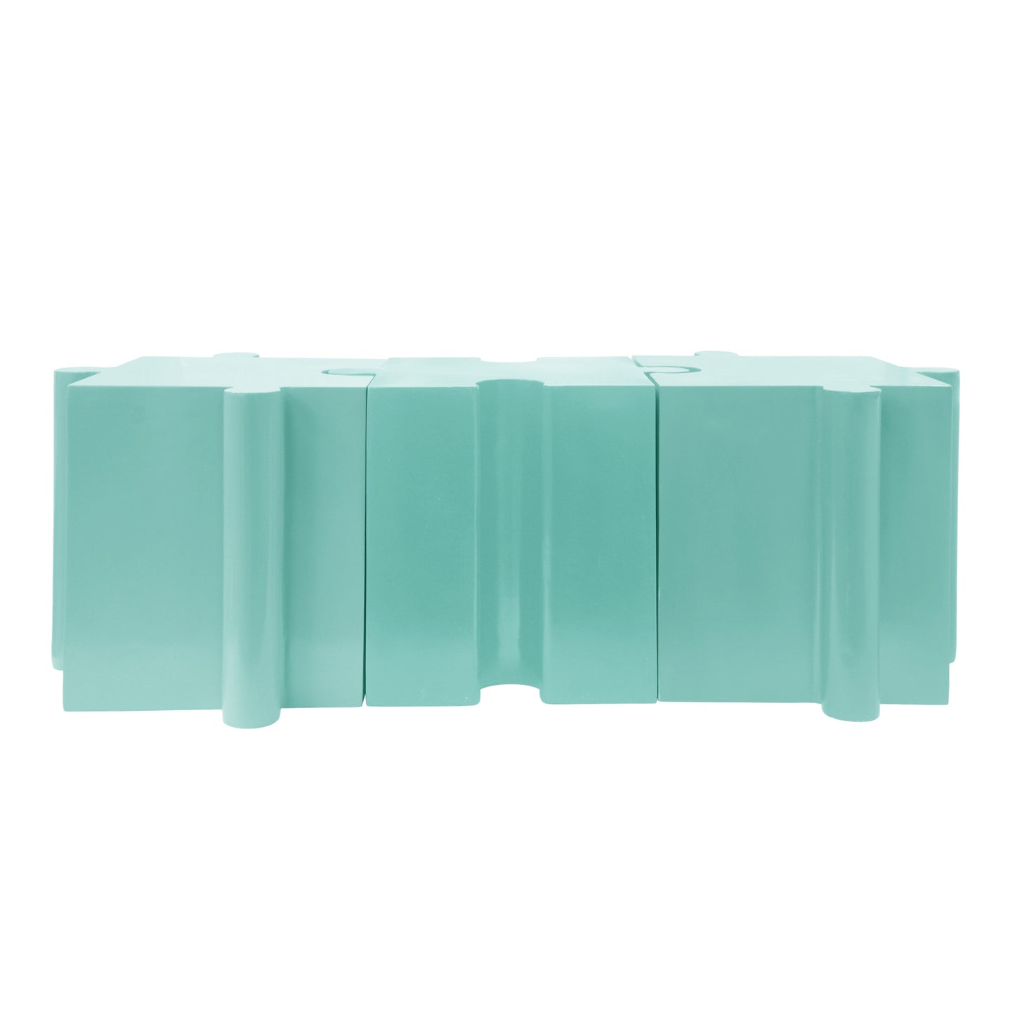 3-Piece Artistic Puzzle Table Set,Modular MGO Side Tables with Interlocking Design (2 Convex & 1 Concave), 200lb Capacity for Indoor & Outdoor, Light Green & Light Blue Color