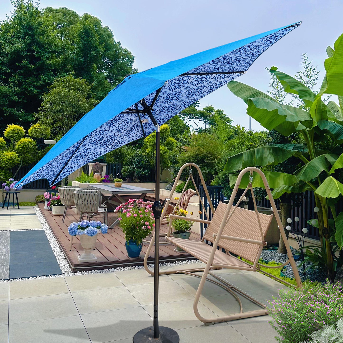 9FT UMBRELLA Ice Pattern + Blue