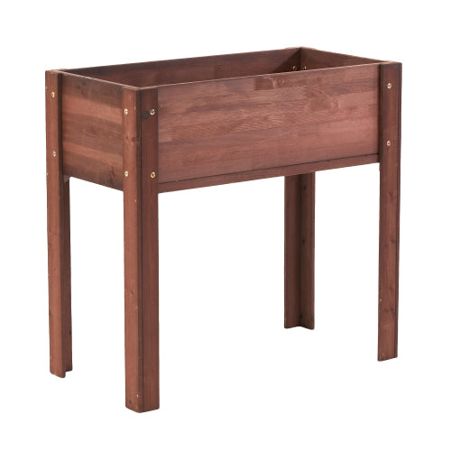 31x31x16 in. Brown Solid Wood Rectangular Raised Garden Bed with Legs, Elevated Wooden Planter Box for Outdoor Plants