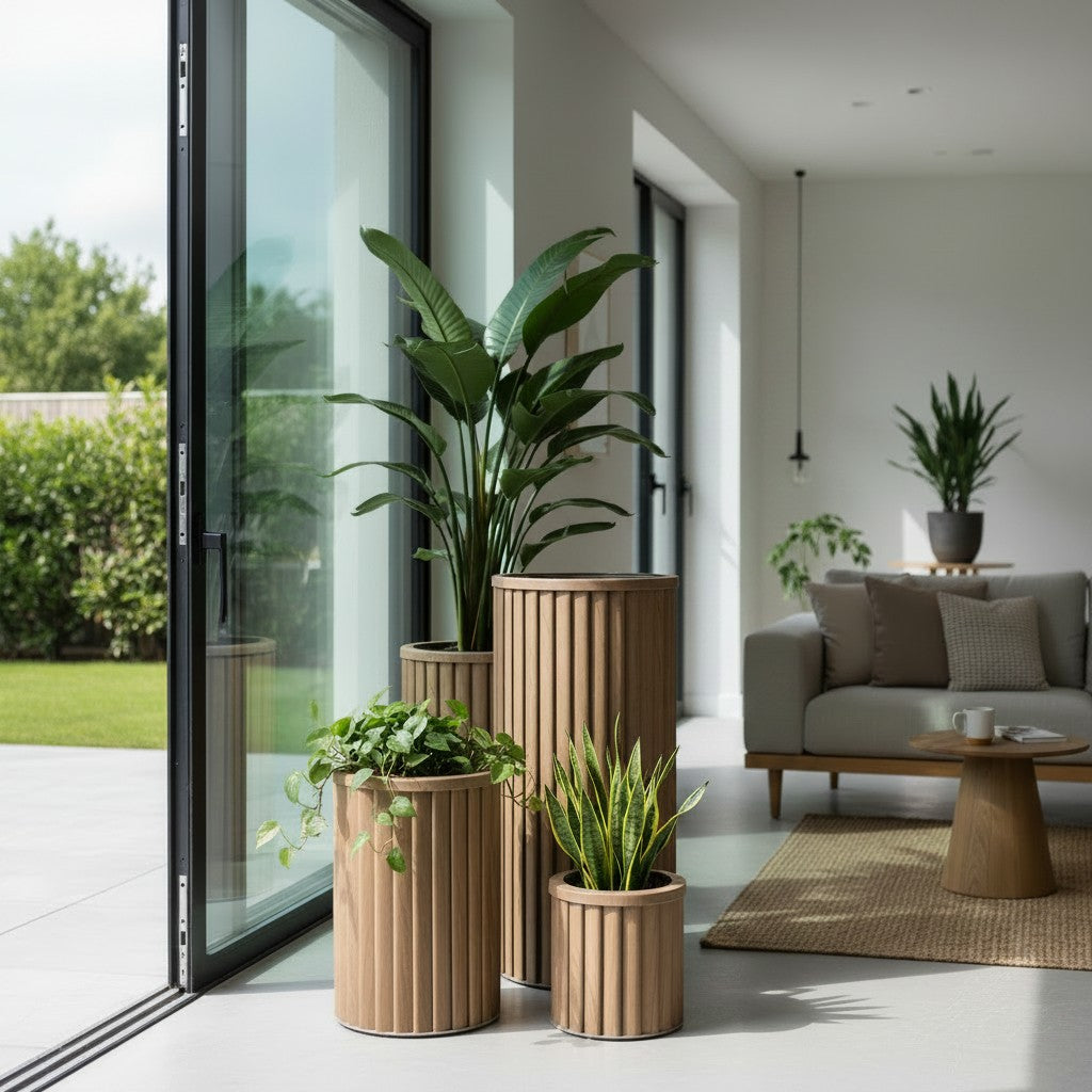 Round Strata Column Planter SM - Medium Brown