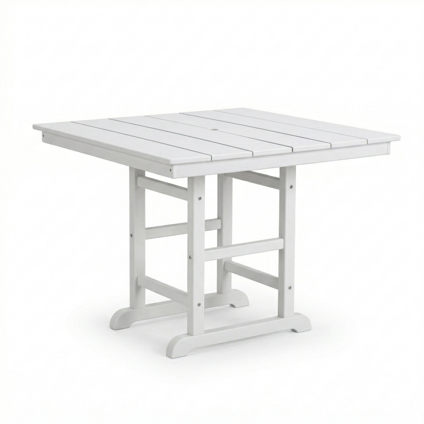 White HDPE Folding Square Patio Table, 37.8 in. L x 37.8 in. W x 29.52 in. H, All-Weather Outdoor Dining Table, 1 Piece