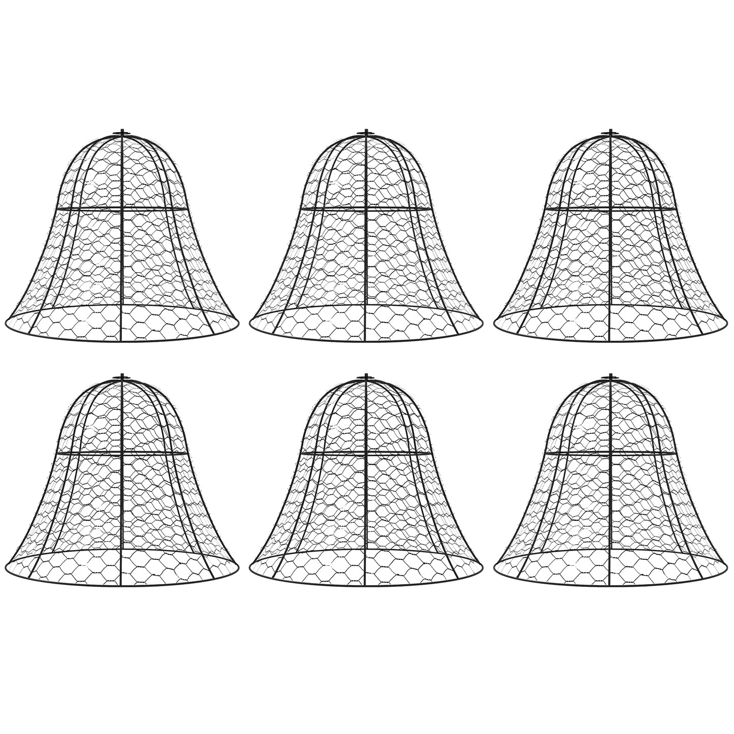 Outsunny Garden Chicken Wire Cloche, 16" x 13" Stackable Animal Plant Protectors, 6 Pack of Metal Crop Cages to Keep Animals Out, Black