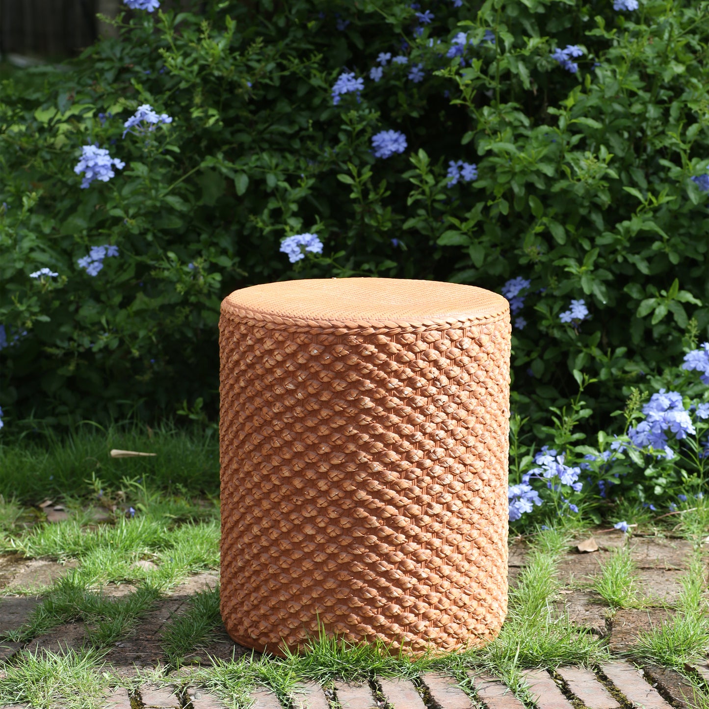 Evie Outdoor Patio Round MGO Side Table, Brown
