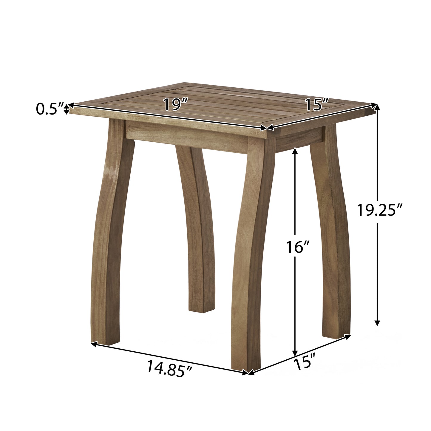 SELMA Acacia wood Accent Side Table in Natural Stained, Weather-Resistant Rectangular End Table for Patio, Garden, Lawn, and Living Room(Natural Stained)