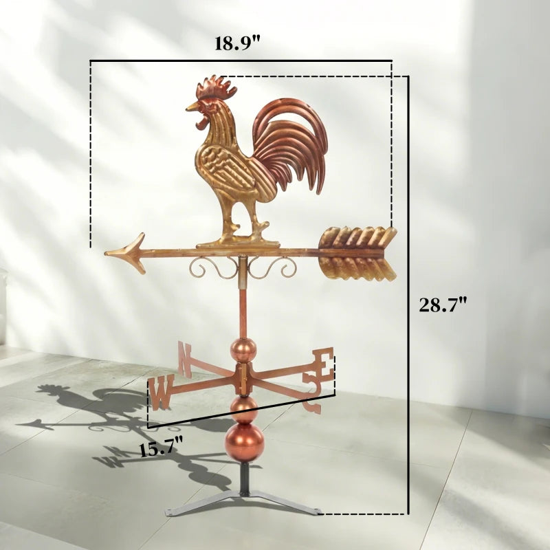 Classic Weather Vanes,Roof Mount Wind Direction Indicator,Rooster Weathervane