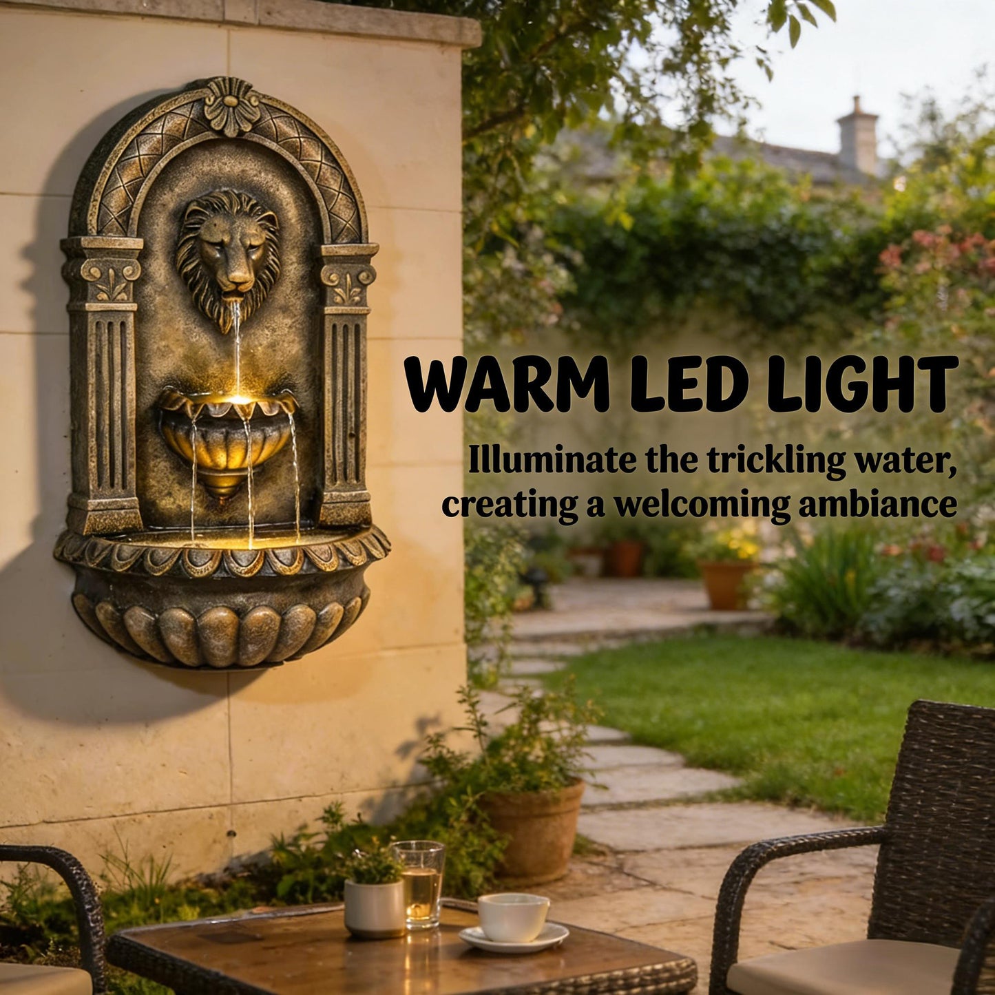 Outdoor Fountain,Wall-Mounted Fountain,Cascading Waterfall