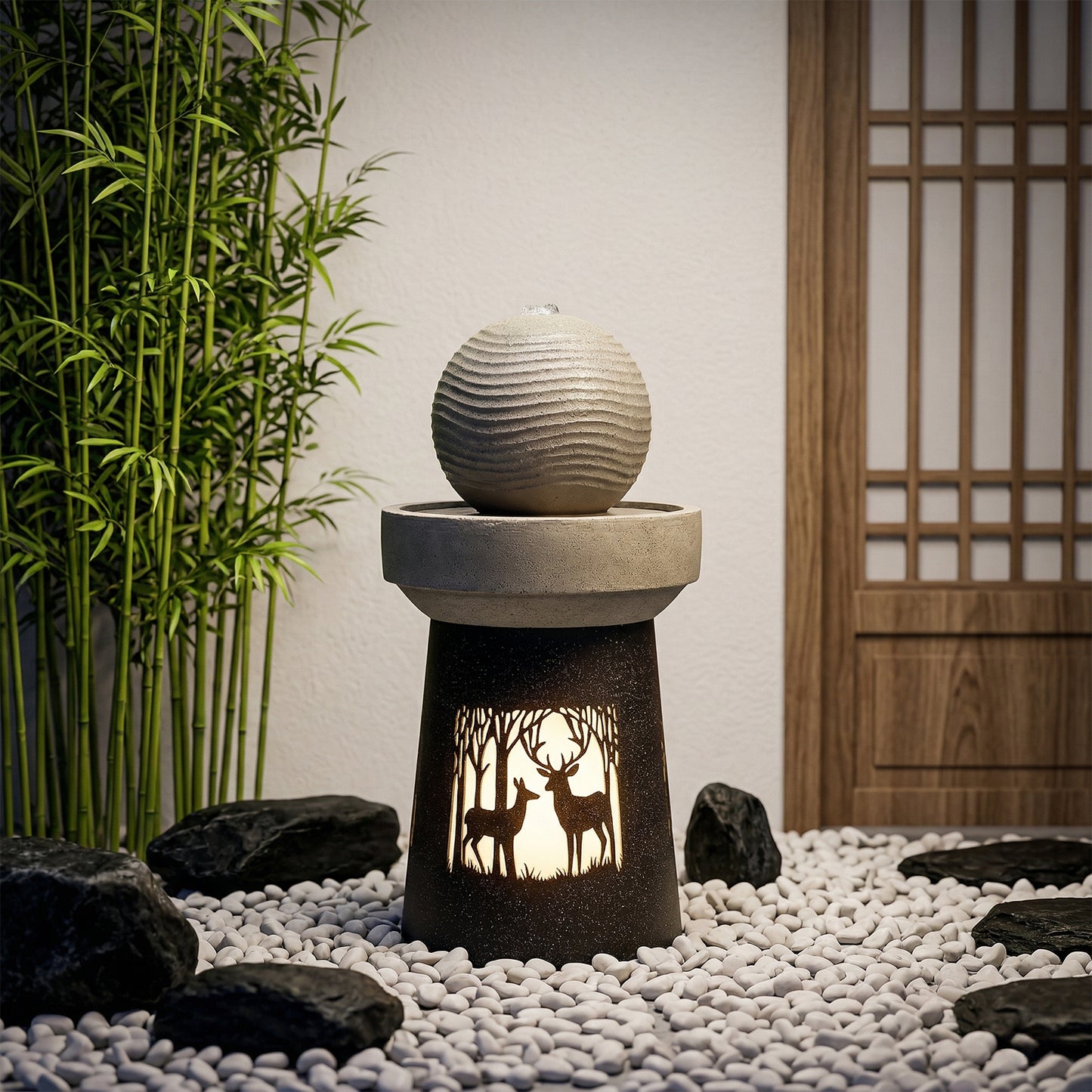 Outdoor Garden Lantern with Warm LED Light Deer Silhouette Decorative Landscape Light for Patio Yard Lawn