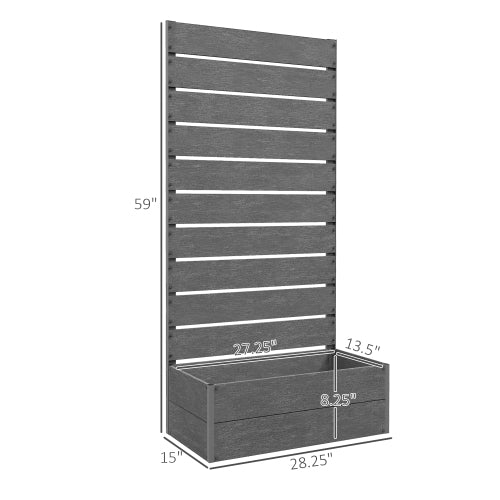 Outsunny Raised Garden Bed with Trellis for Climbing Plants, Planter Box with Self Draining Gap, Freestanding Trellis Planter for Outdoor, Patio, Deck, 35.75" x 15" x 70.75", Dark Gray