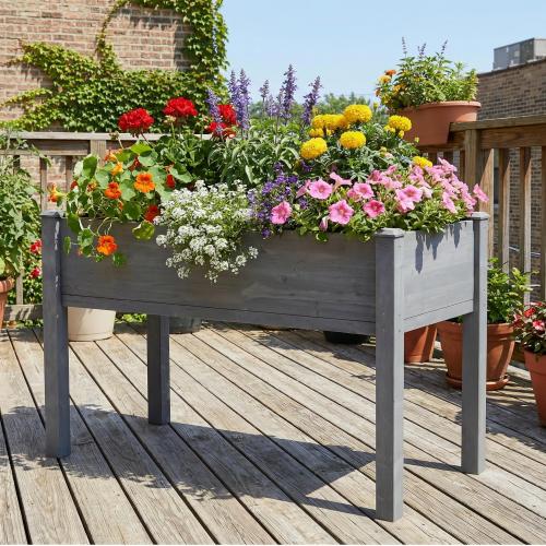 48 x 24 x 30 in. Raised Garden Bed with Legs-Elevated Wood Planter Box for Outdoor Growing