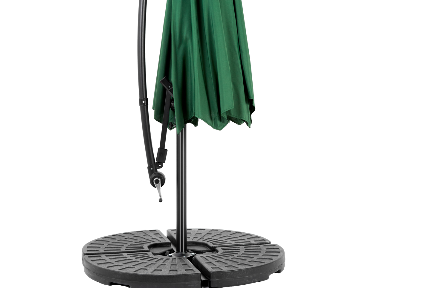 Best Choice Products 10ft Offset Hanging Market Patio Umbrella w/Easy Tilt Adjustment, Polyester Shade, 8 Ribs for Backyard, Poolside   -  ( Dark green )(No Base)