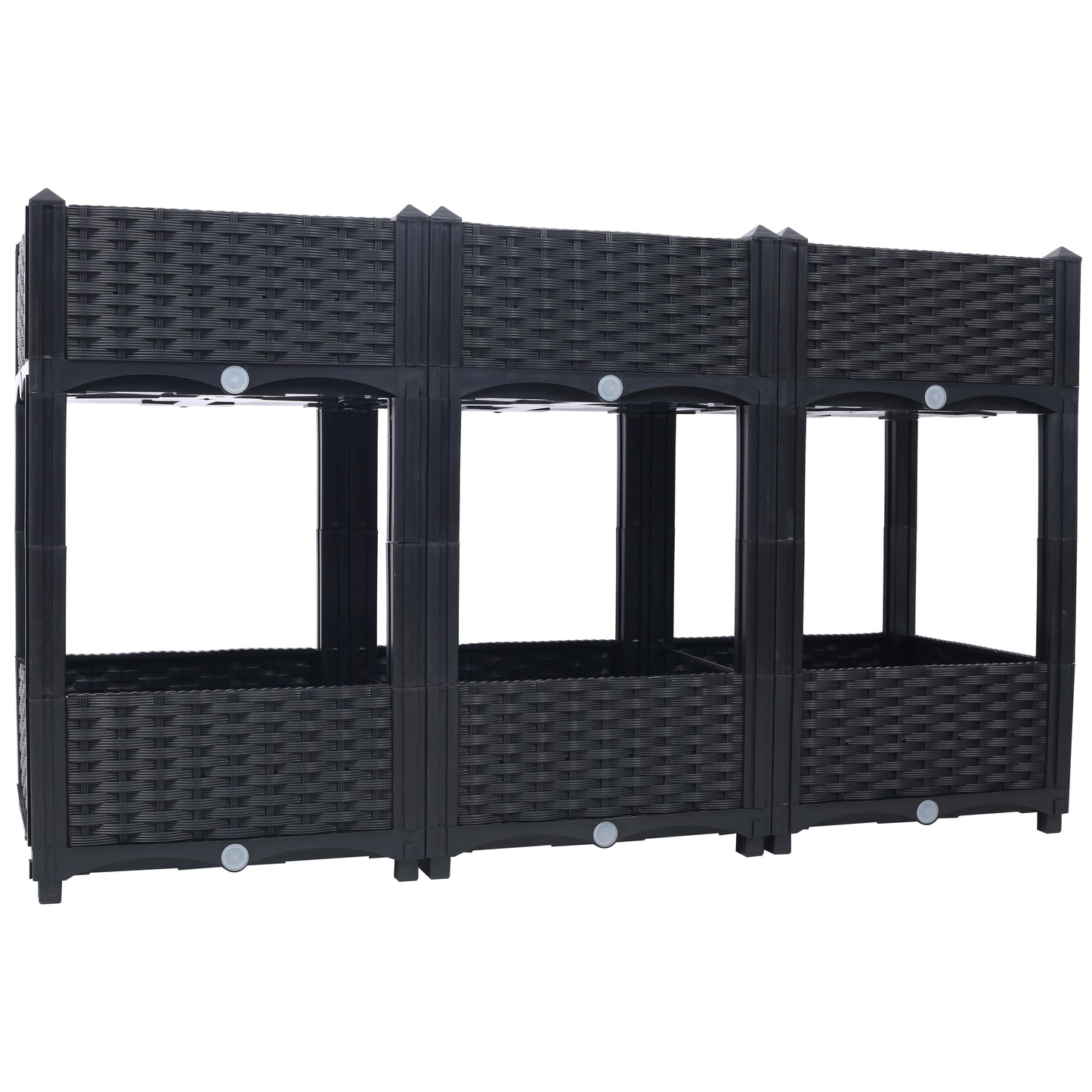 Planter Raised Beds - Elevated Planter Garden Box with Drainage Plug Raised Garden Beds for Vegetable/Flower/Herb Outdoor Standing Planter Beds Gardening Kit,Black,47.2"x15.7"x27.7"