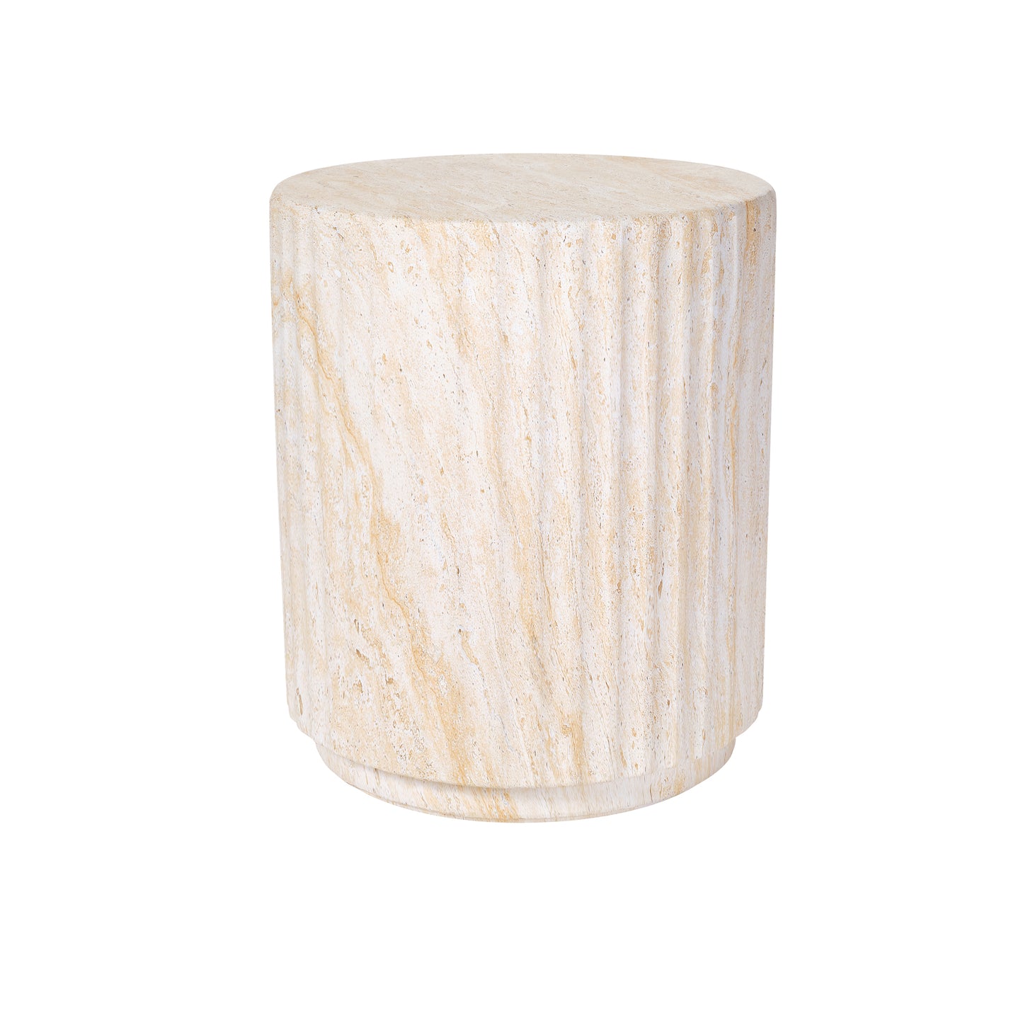 U_Style COSIEST Outdoor Side Table, Cylinder Shaped MgO Patio End Table, Lightweight Accent Table with Wave Design, Round Plant Stand Tool for Garden And Balcony