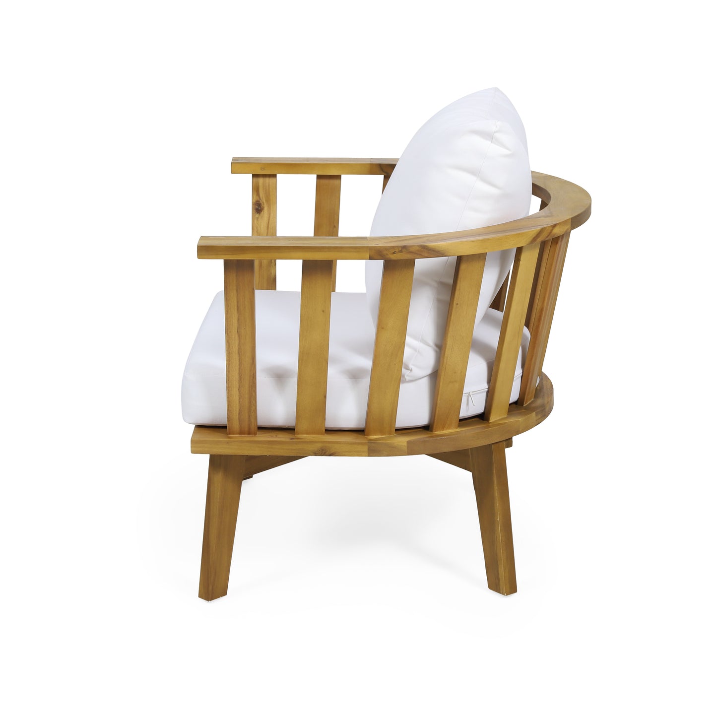 Set of 2, Outdoor Acacia Wood Patio Club Chair, Wooden Patio Furniture,Waterproof Thick Cushion Deep Seating for Porch, Garden, Backyard, Balcony, Weight Capacity 400lbs, Teak Finish, White