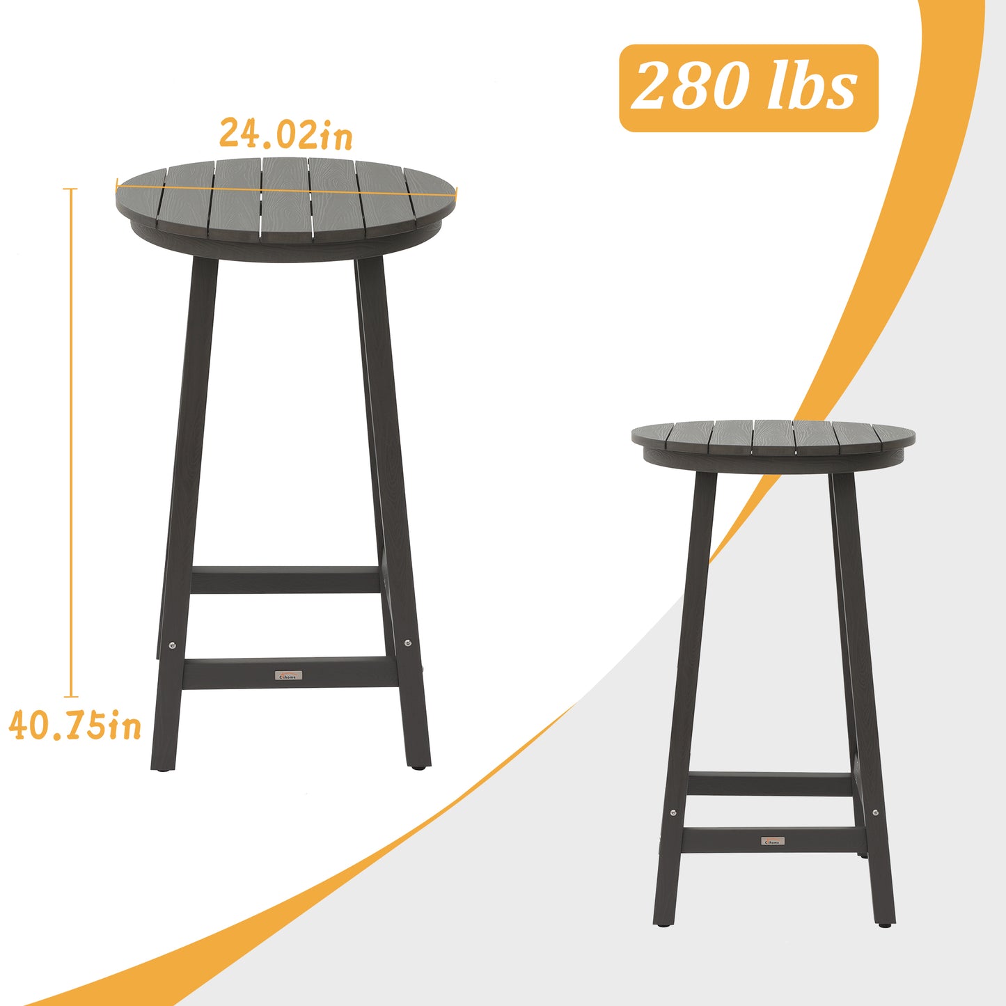 Patio Bar Table,Outdoor Bar Table for Deck,Pool(Gray)