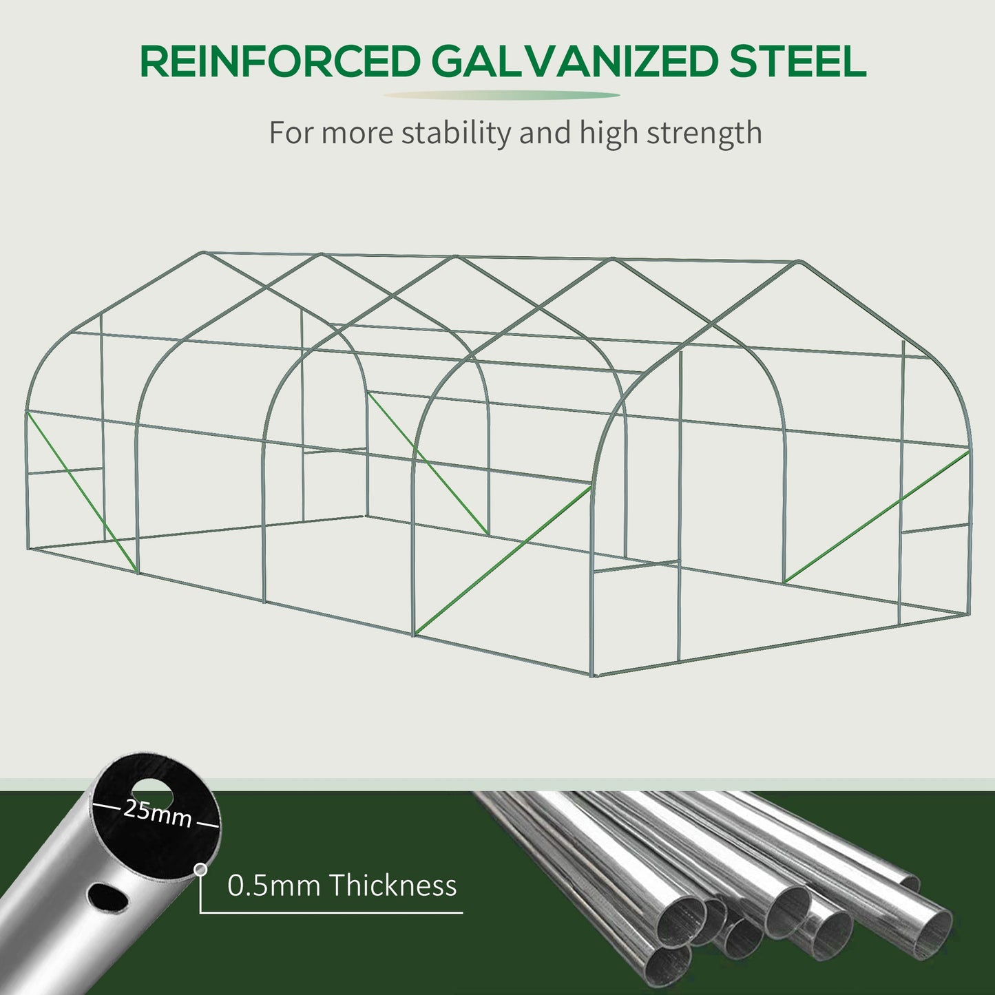 Outsunny 20' x 10' x 7' Walk-in Tunnel Greenhouse with Zippered Mesh Door & 8 Mesh Windows, Gardening Plant Hot House with Galvanized Steel Hoops, White