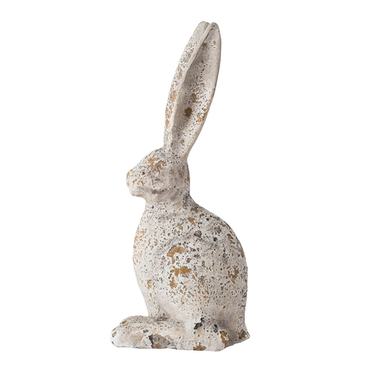 5.3x4.5x12.8" Weathered Cement Cream Rabbit Statue