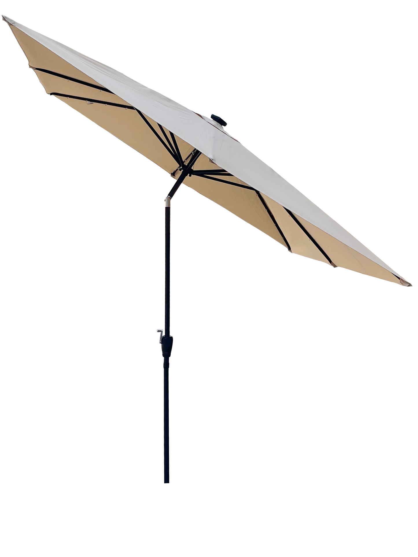 Square 2.5X2.5M Outdoor Patio Umbrella Solar Powered LED Lighted Sun Shade Market Waterproof 8 Ribs Umbrella with Crank and Cross Base for Garden Deck Backyard Pool Shade Outside Deck Swimming Pool