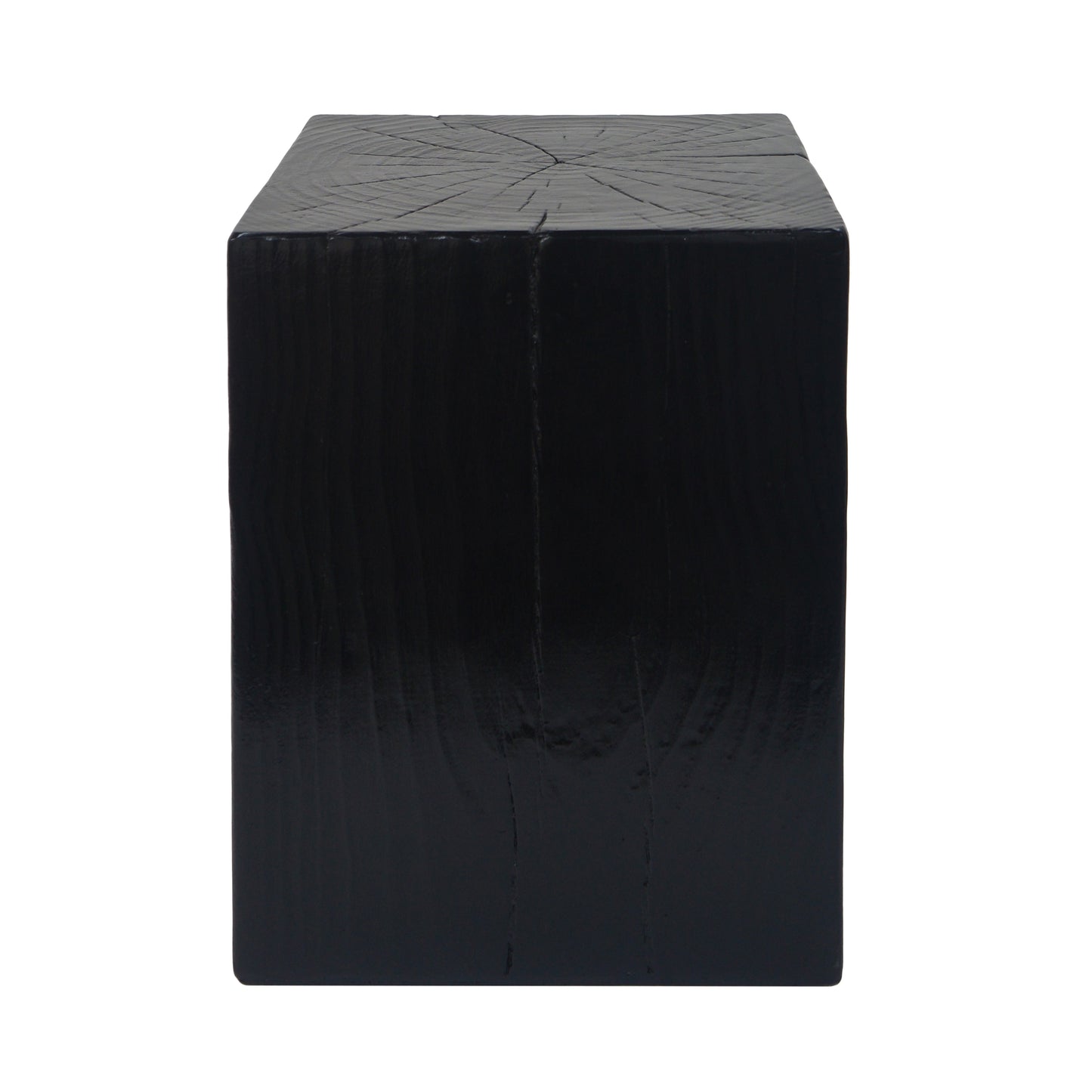 Wood-Look Square-Column MGO End Table, H18",Wood-Like Distressed Finish, Mix with Different Heights, Indoor Outdoor Use,Black Color