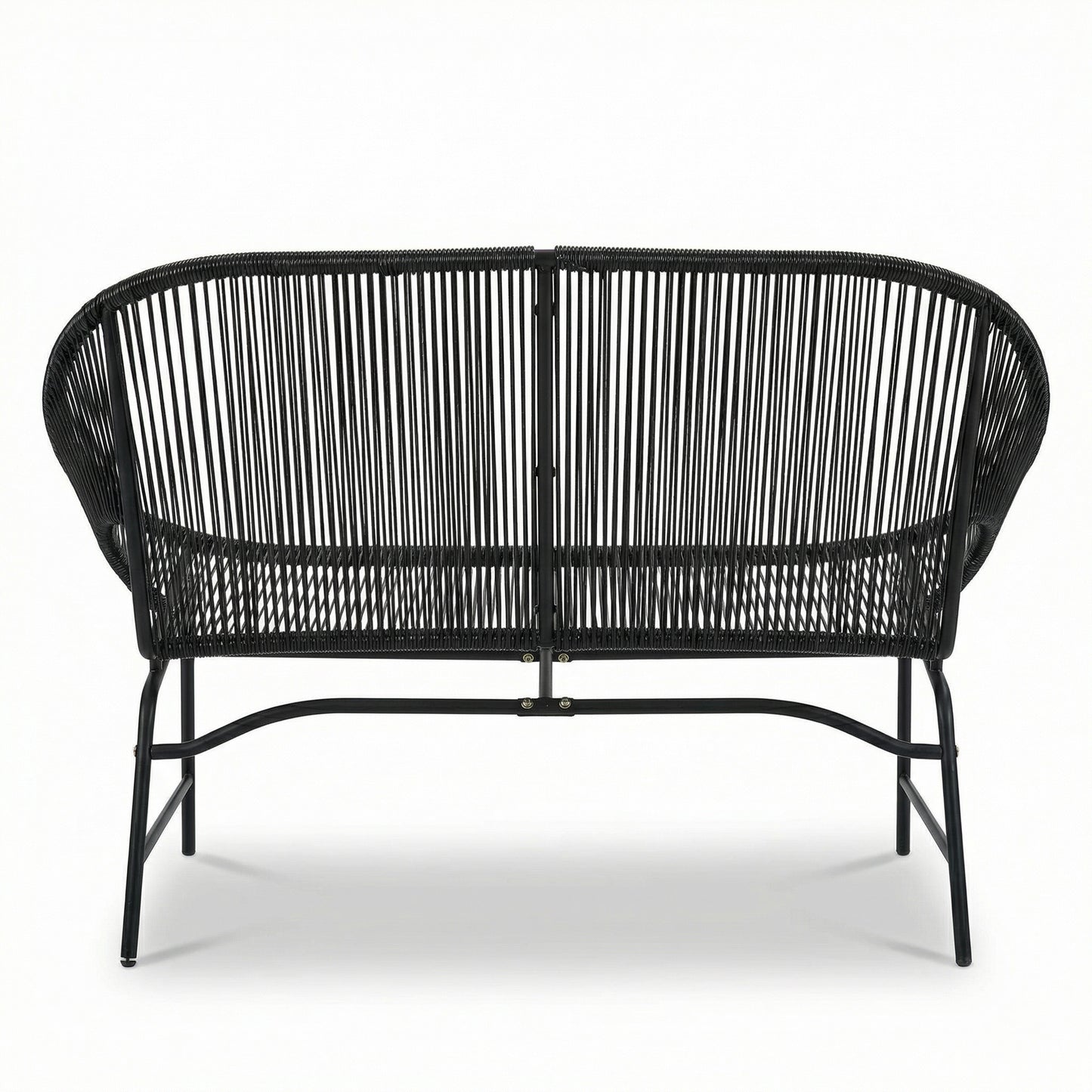 CONDESSA OUTDOOR PATIO WICKER LOVE SEAT, BLACK PE RATTAN & IRON FRAME, SET OF 1