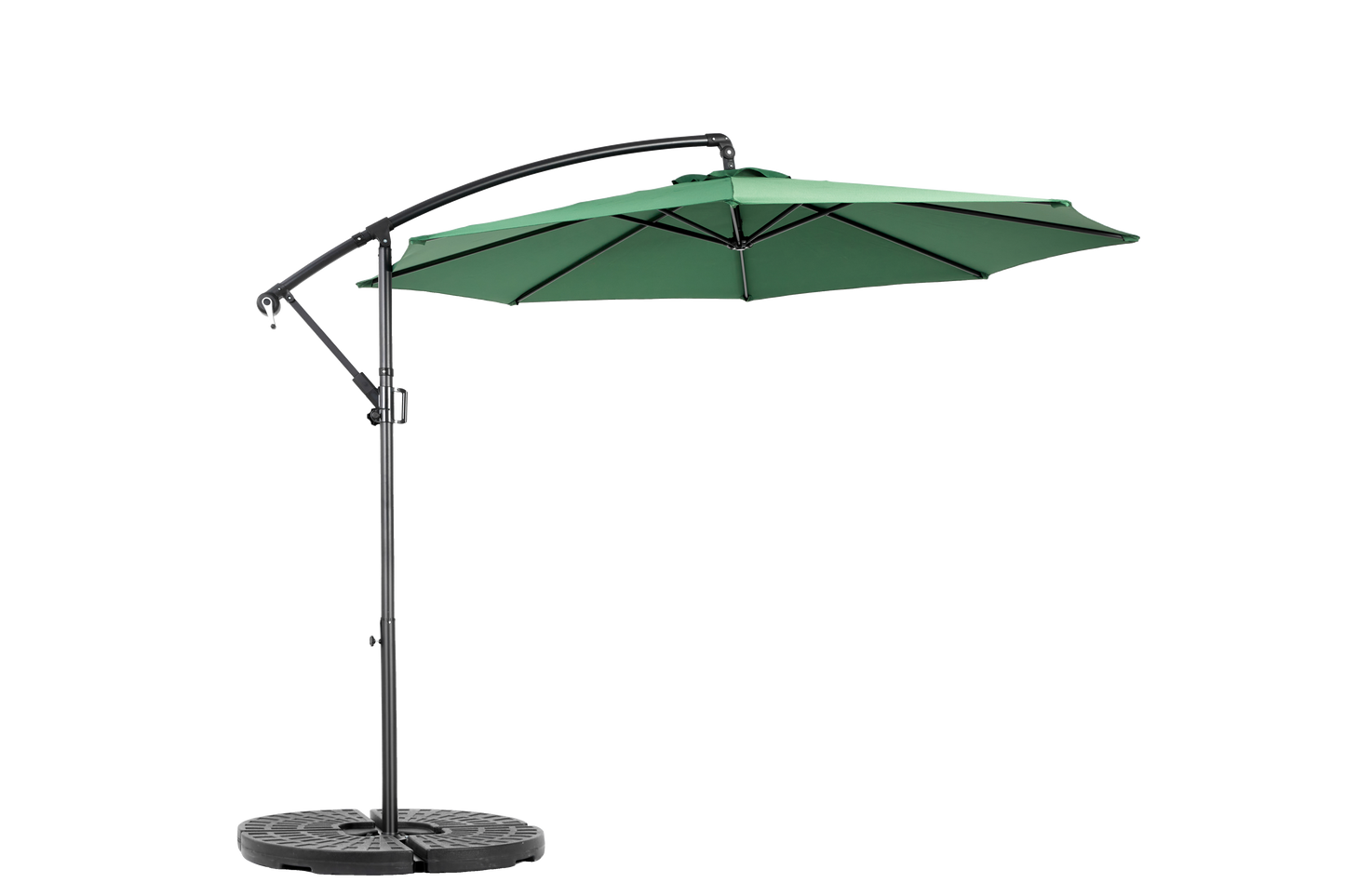 Best Choice Products 10ft Offset Hanging Market Patio Umbrella w/Easy Tilt Adjustment, Polyester Shade, 8 Ribs for Backyard, Poolside   -  ( Dark green )(No Base)