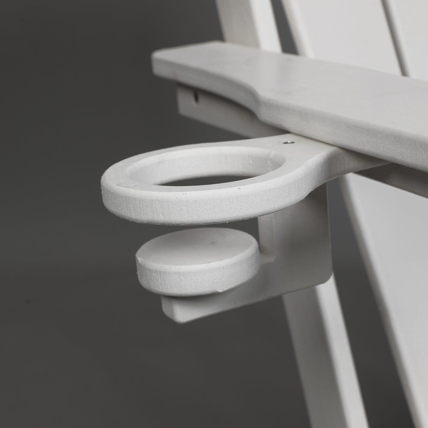 HDPE Folding Adirondack Chair with Dual Cup Holder - Composite Adirondack Chair with Wood Texture- White