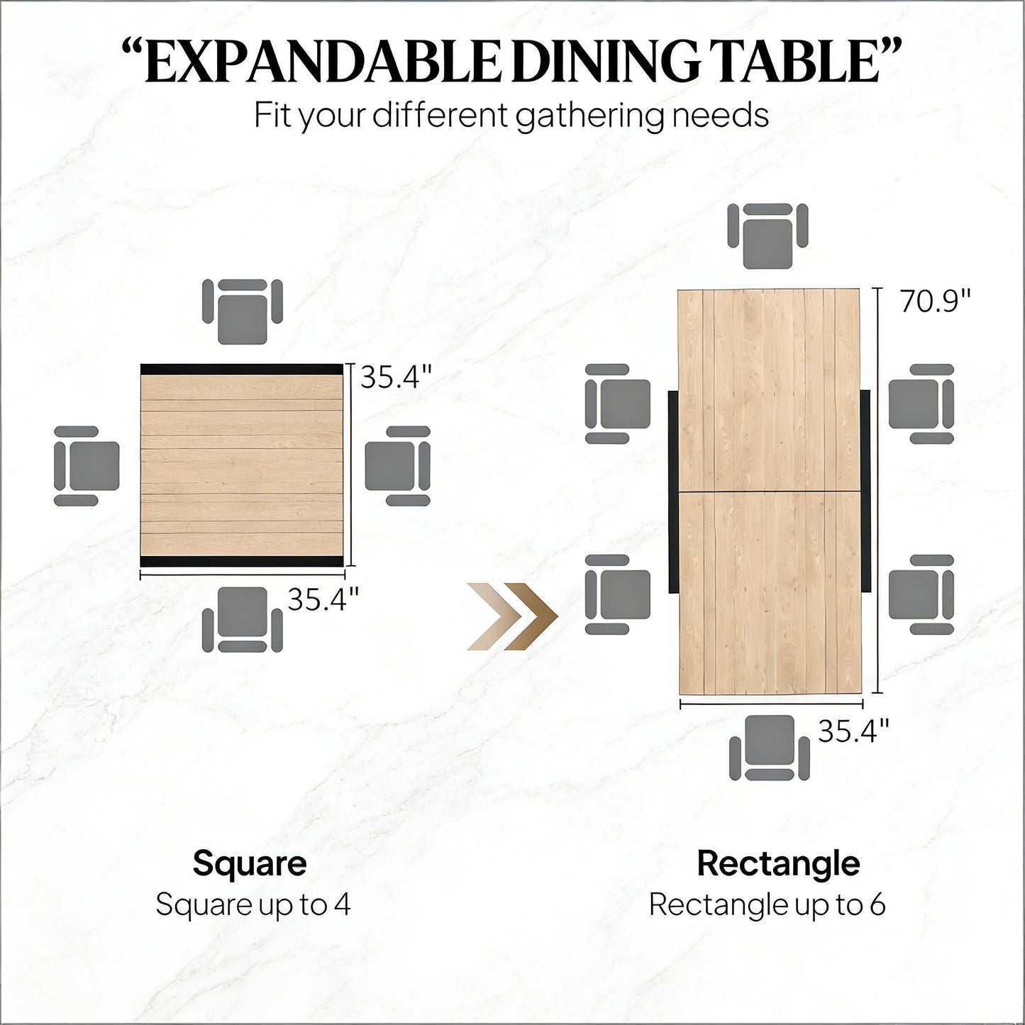Modern Style Outdoor Dining Table,Expandable Outdoor Table,Stylish Slatted Design Dining Table(Only Table)