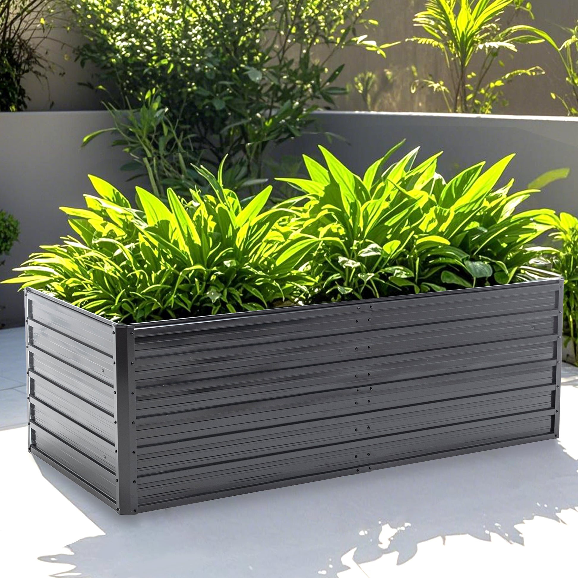 6x3x2 FT Metal Raised Garden Bed Outdoor Reinforced Galvanized Rustproof Colored Steel Planter Boxes for Vegetables, Raised Beds for Growing Flowers Herbs Succulents