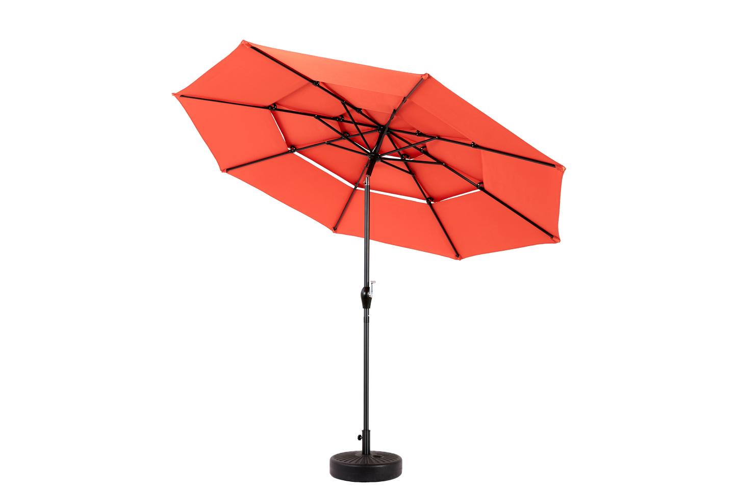 Aluminium 10ft 3 Tier Auto-tilt Umbrella ,Outdoor Patio Umbrella - Market Table Pool Deck Umbrella (Base Not Included)   - (orange )
