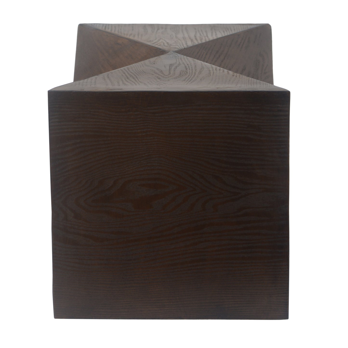 14.25" Natural Wood Grain Finish Prismatic Symmetry Concrete Outdoor Side Table with Symmetric Design – Weather-Resistant Accent for Patio, Garden, or Balcony