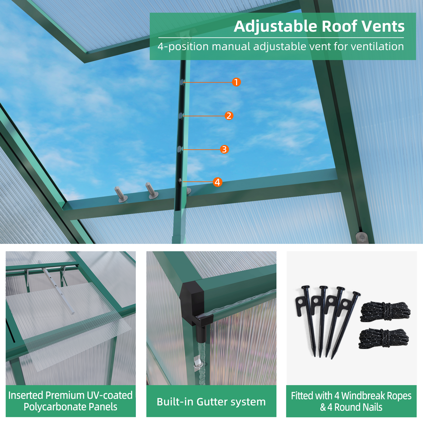Newly marketed Gain height windproofaluminum greenhouse 6x8 FT Polycarbonate Greenhouse Raised Base and Anchor Aluminum Heavy Duty Walk-in Greenhouses for Outdoor Backyard in All Season