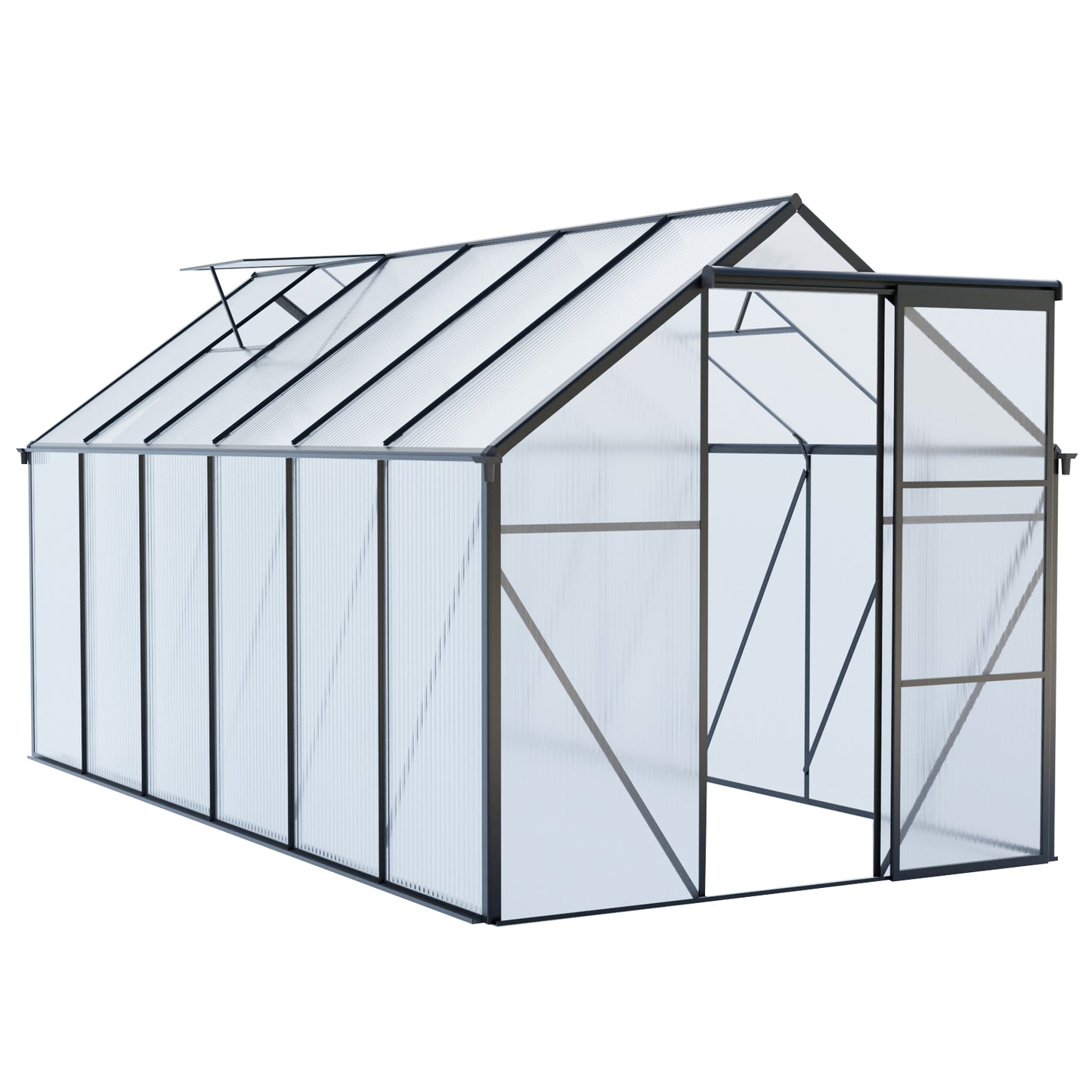 6x12 FT Polycarbonate Greenhouse Raised Base and Anchor Aluminum Heavy Duty Walk-in Greenhouses for Outdoor Backyard in All Season,Black