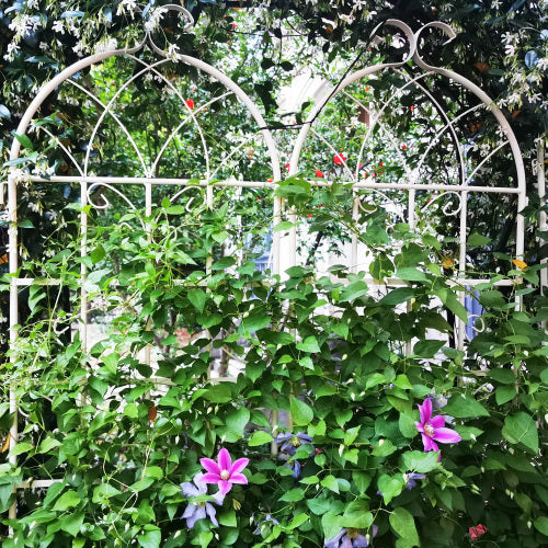86.7 in. White Metal Garden Trellis Outdoor Flower Support (2-Pack)