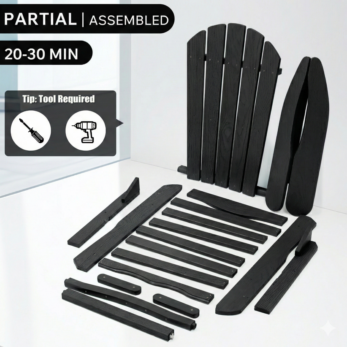 Wood Lounge Patio Chair for Garden Outdoor Wooden Folding Embossed Adirondack Chair Solid Wood Lounge Patio Chair with Wood Grain