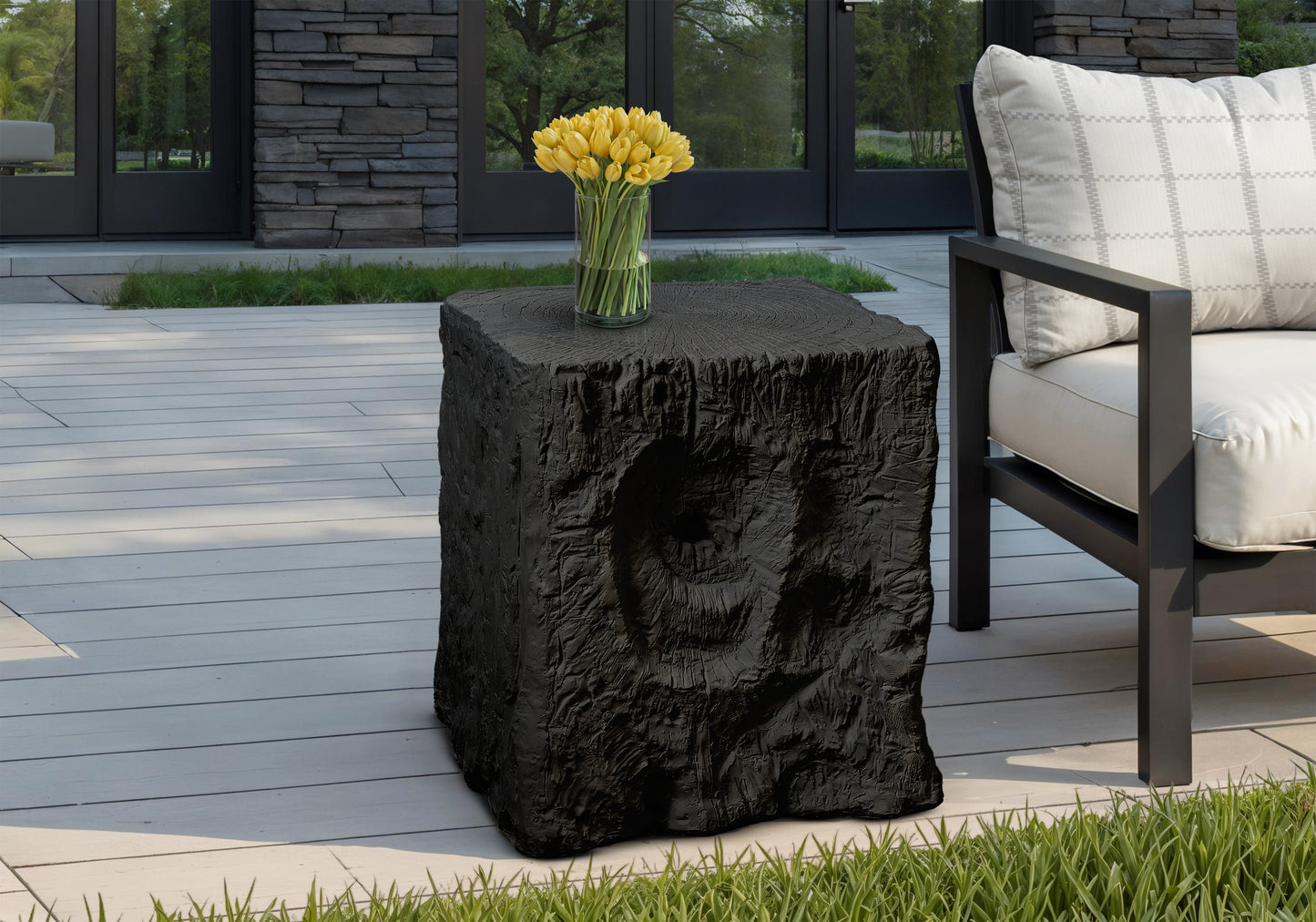 Accent Table, 25"h, Indoor Or Outdoor, End, Nightstand, Side Table, Square, Living Room, Bedroom, Black, Contemporary, Modern