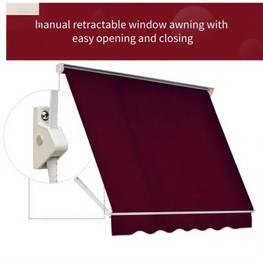 Window Awning Arm Manual Retractable Window Awning Sun Shade Shelter for Patio Balcony Outdoor