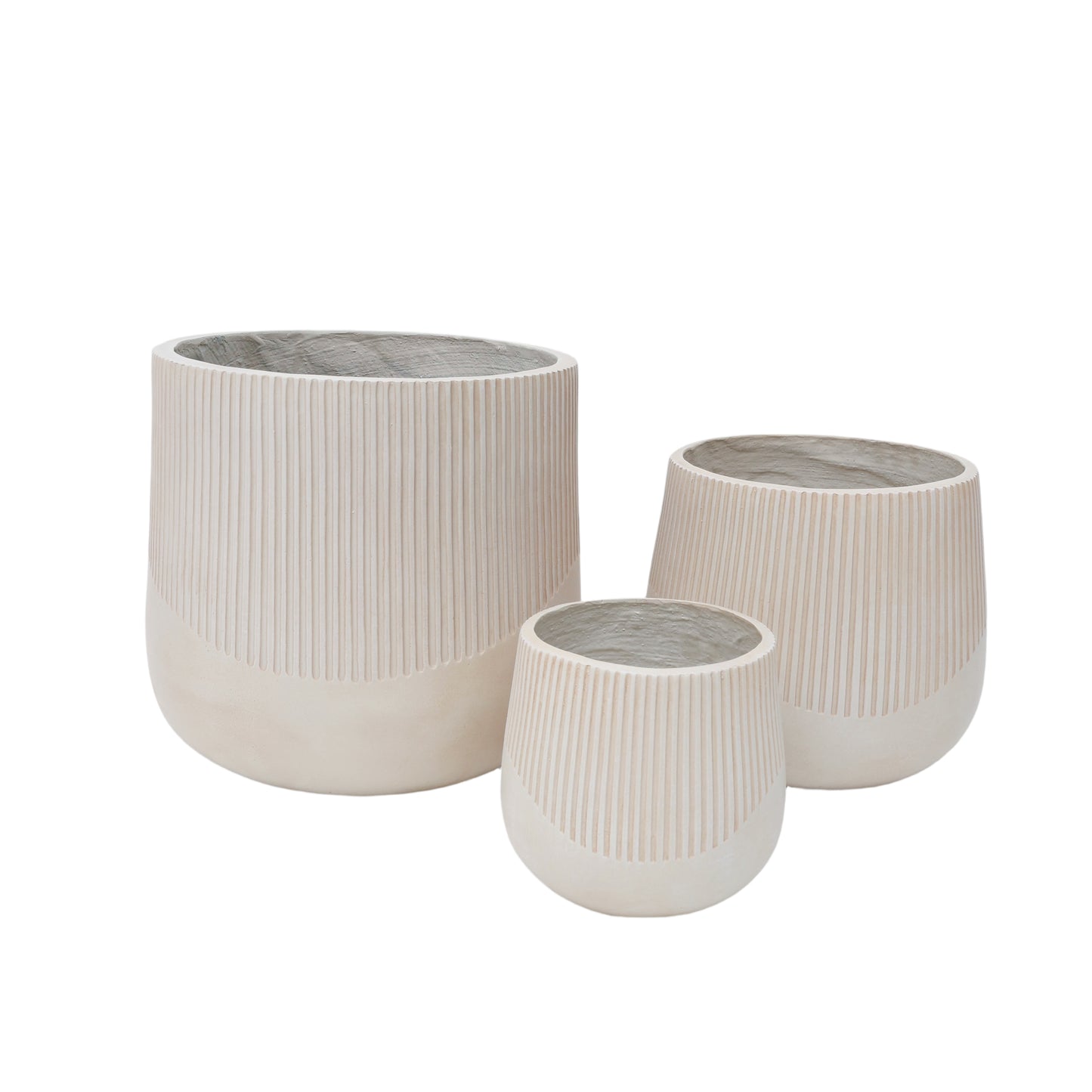 Large Outdoor Indoor Planter, 17.1"+13.38"+9" Dia Round Magnesium Oxide Planter Set of 3, Flower Pots with Drainage Holes,  Modern Design Planter for Home Garden Patio