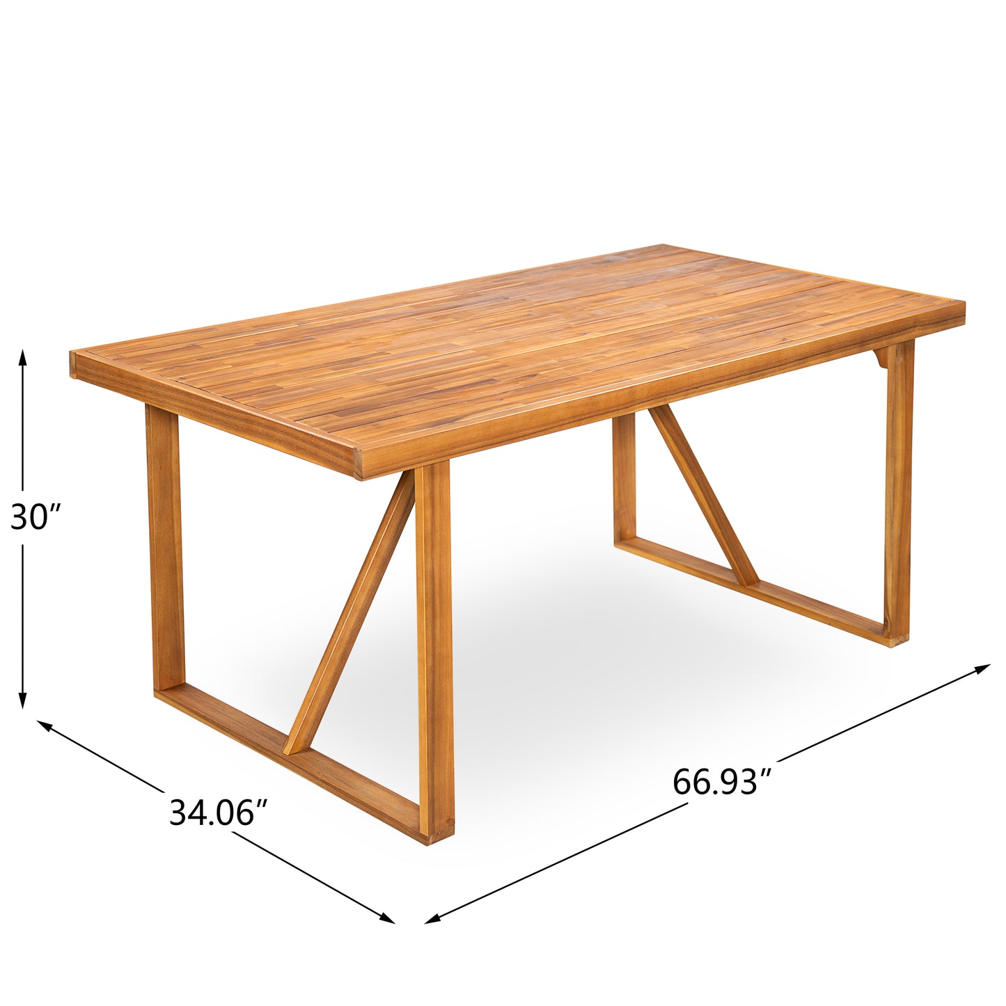 67" Acacia Wood Outdoor Dining Table , Ideal for Patio & Garden Gatherings, Teak Finish