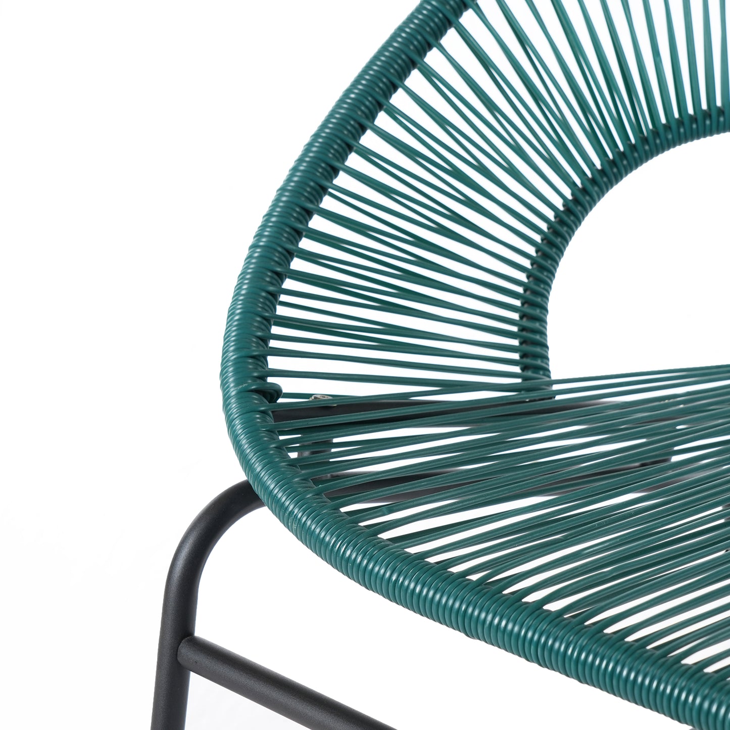 CONDESSA OUTDOOR PATIO WICKER LOVE SEAT, GREEN PE RATTAN & IRON FRAME, SET OF 1