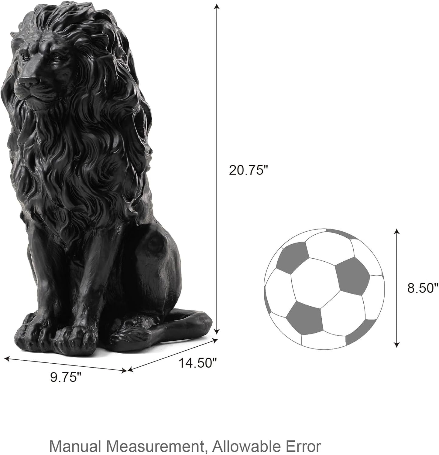 20.5" Lion Statue, Resin Outdoor Guardian Sculpture, Simulated Animal Decor for Villa, Garden, Park & Resort, Patriotic Independence Day Decoration for Home & Courtyard