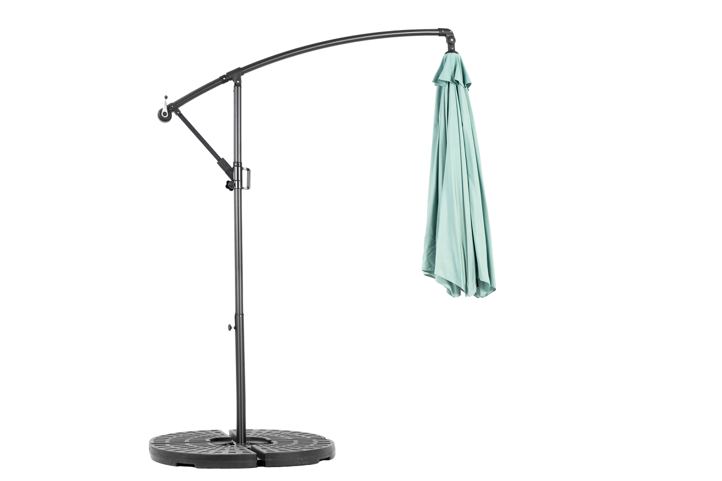 Best Choice Products 10ft Offset Hanging Market Patio Umbrella w/Easy Tilt Adjustment, Polyester Shade, 8 Ribs for Backyard, Poolside   -  ( Light green )(No Base)