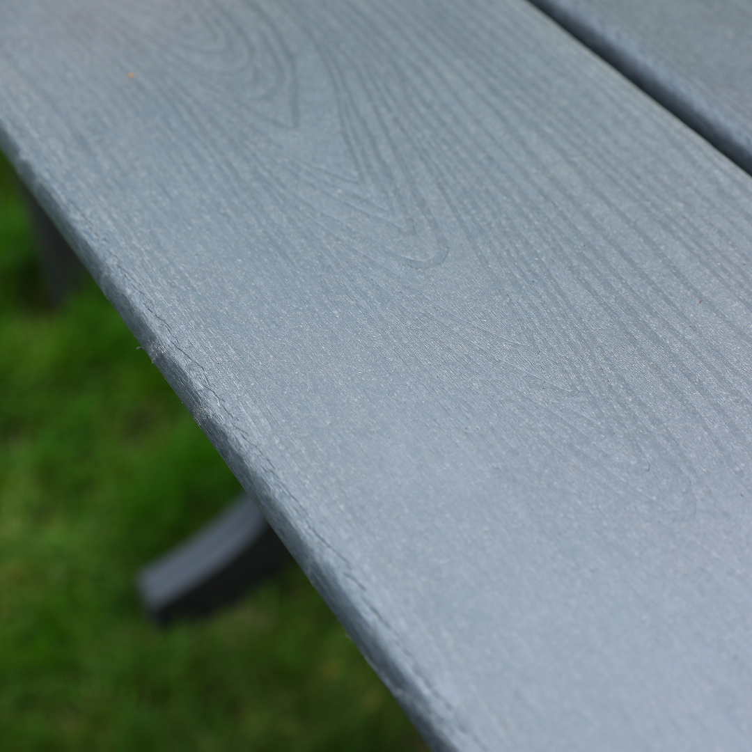 HDPE Outdoor Terrace Dining Chair Set, low maintenance - for gardens, backyards and decks - grey (backrest)