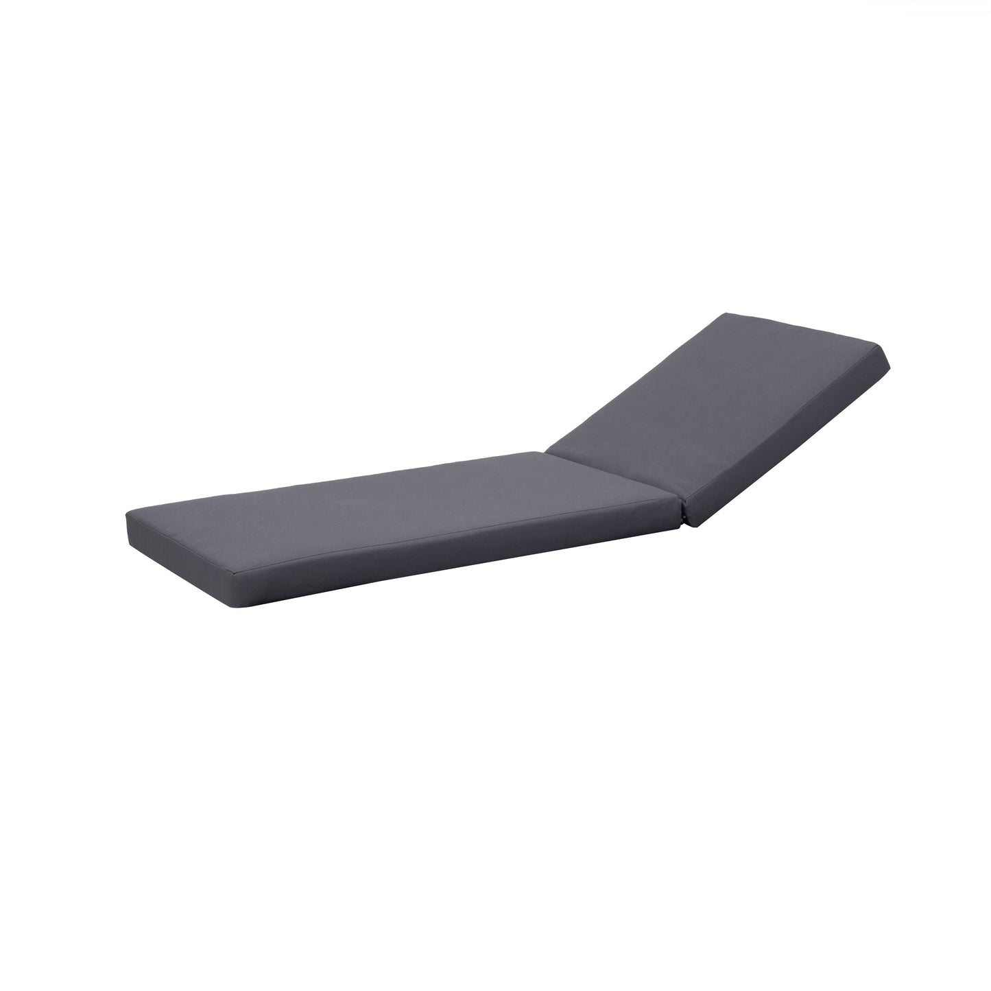 Black Acacia Wood Chaise Lounge with 4-Inch Dark Grey 2-Fold  Cushion Set, 4-Position Adjustable Outdoor Patio Lounger with Flat Side Surface, for Poolside- Matching cream version available