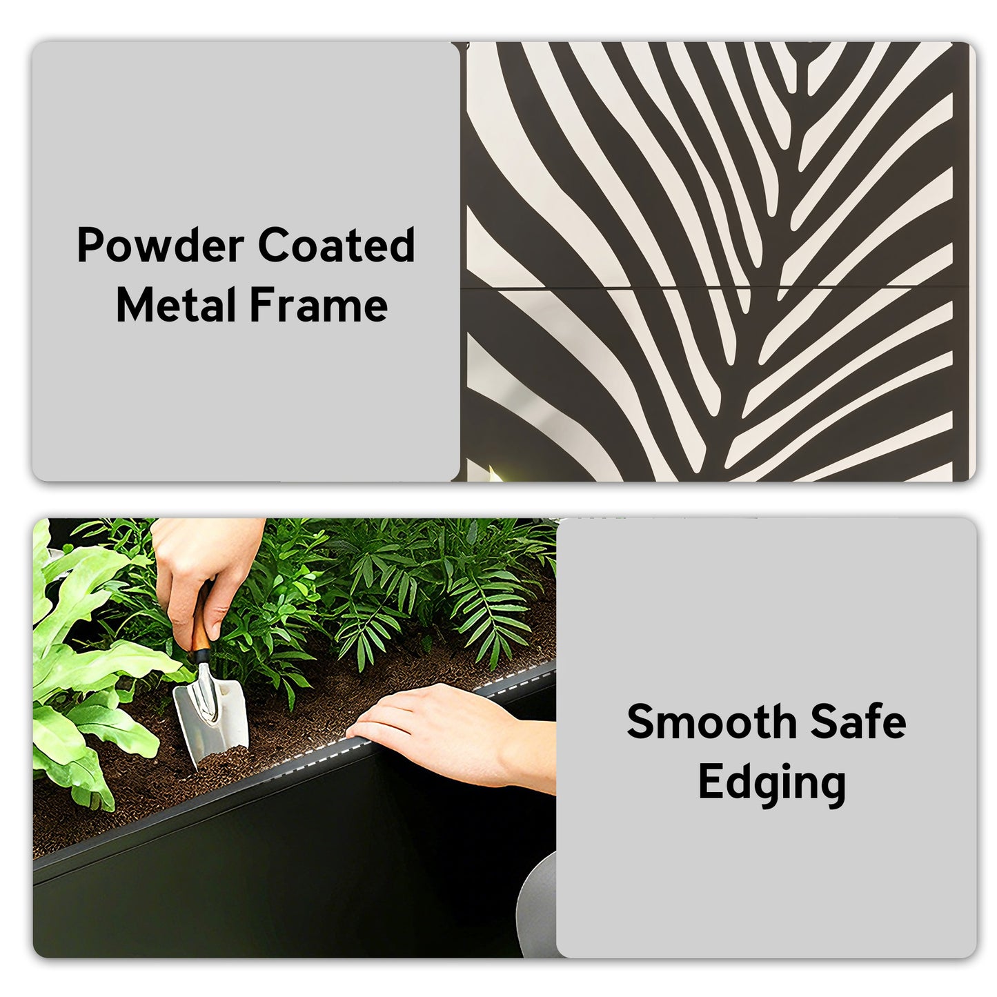 Outsunny Metal Planter Box with Trellis, Raised Garden Bed with Privacy Screen for Climbing Plants, Leaf Cut-Out Privacy Planter