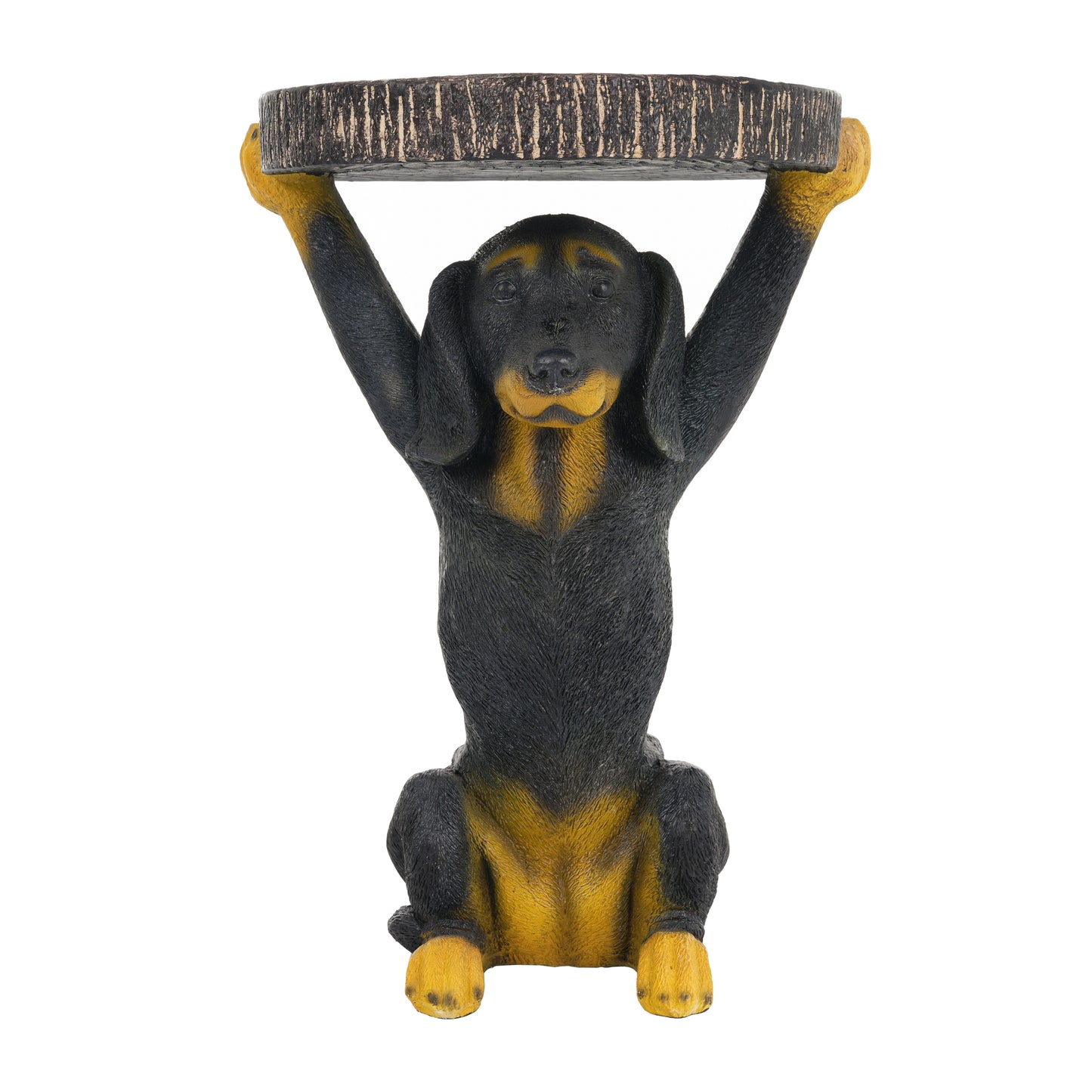 22.17"H Black Dog Side Table Pedestal End Table Stool, MGO Dog Statue Hand Painted Sculpture for Home, Office, Living Room & Outdoor Decor