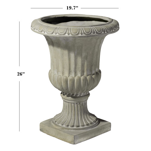 19.7 in. W x 26 in. H Round Antique White Concrete Stone Urn Planter for Indoor and Outdoor