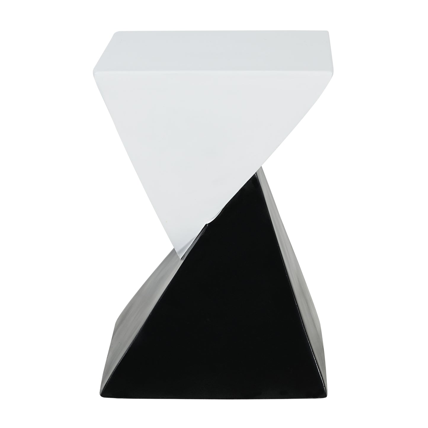 Modern Geometric MGO Side Table - Black & White Two Tone Indoor Outdoor End Table for Living Room, Patio, Garden, 18'' H x 12.5'' Base