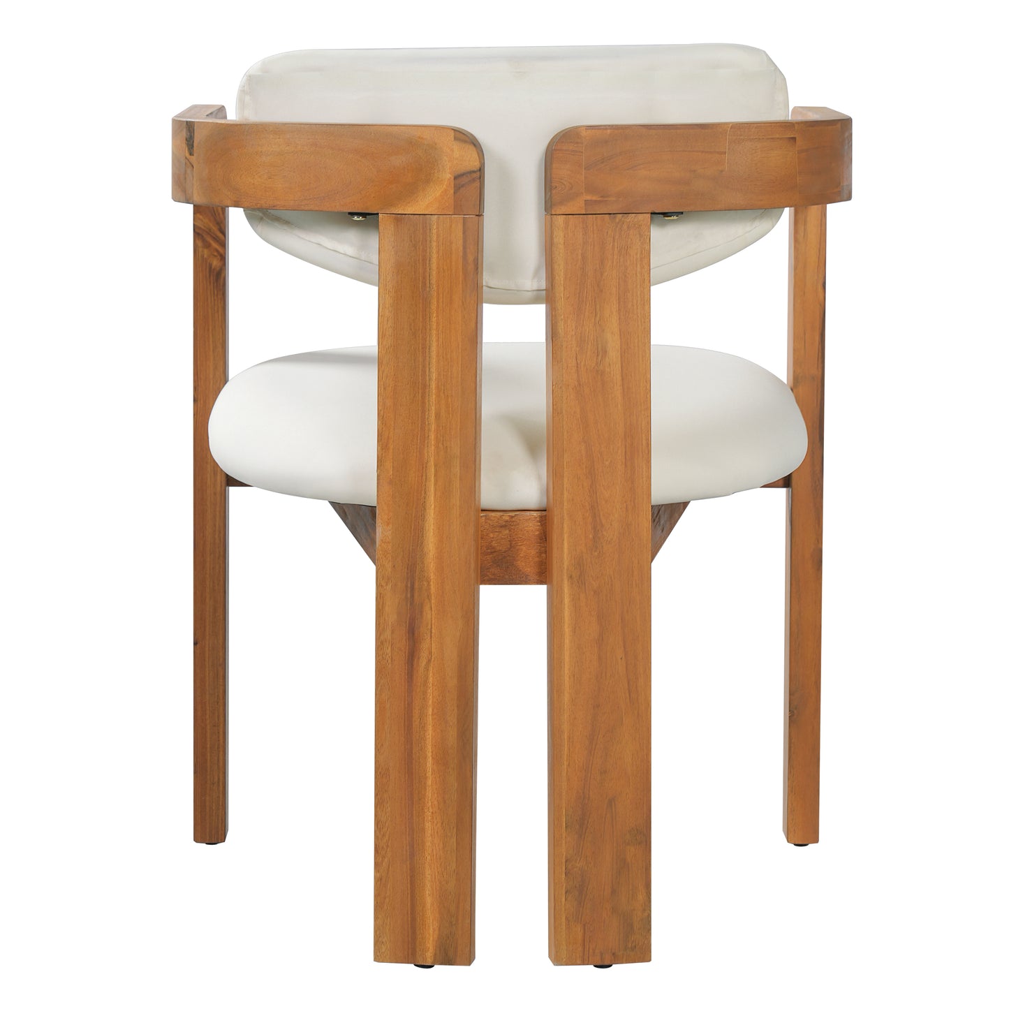 Set of 2 Outdoor Acacia Wood Dining Chairs with Cushions, Modern Solid Wood Armchairs with Weather-Resistant Upholstery for Patio, Garden, Balcony & Backyard,Beige Cushion