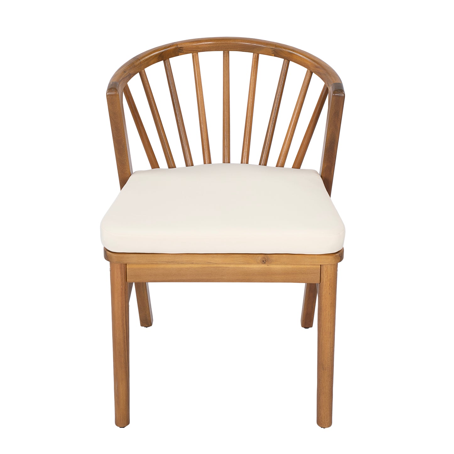 Outdoor Dining Chairs Set of 2, Acacia Wood Patio Chairs with Cream Washable Cushion,for Backyard, Poolside, Garden,Teak