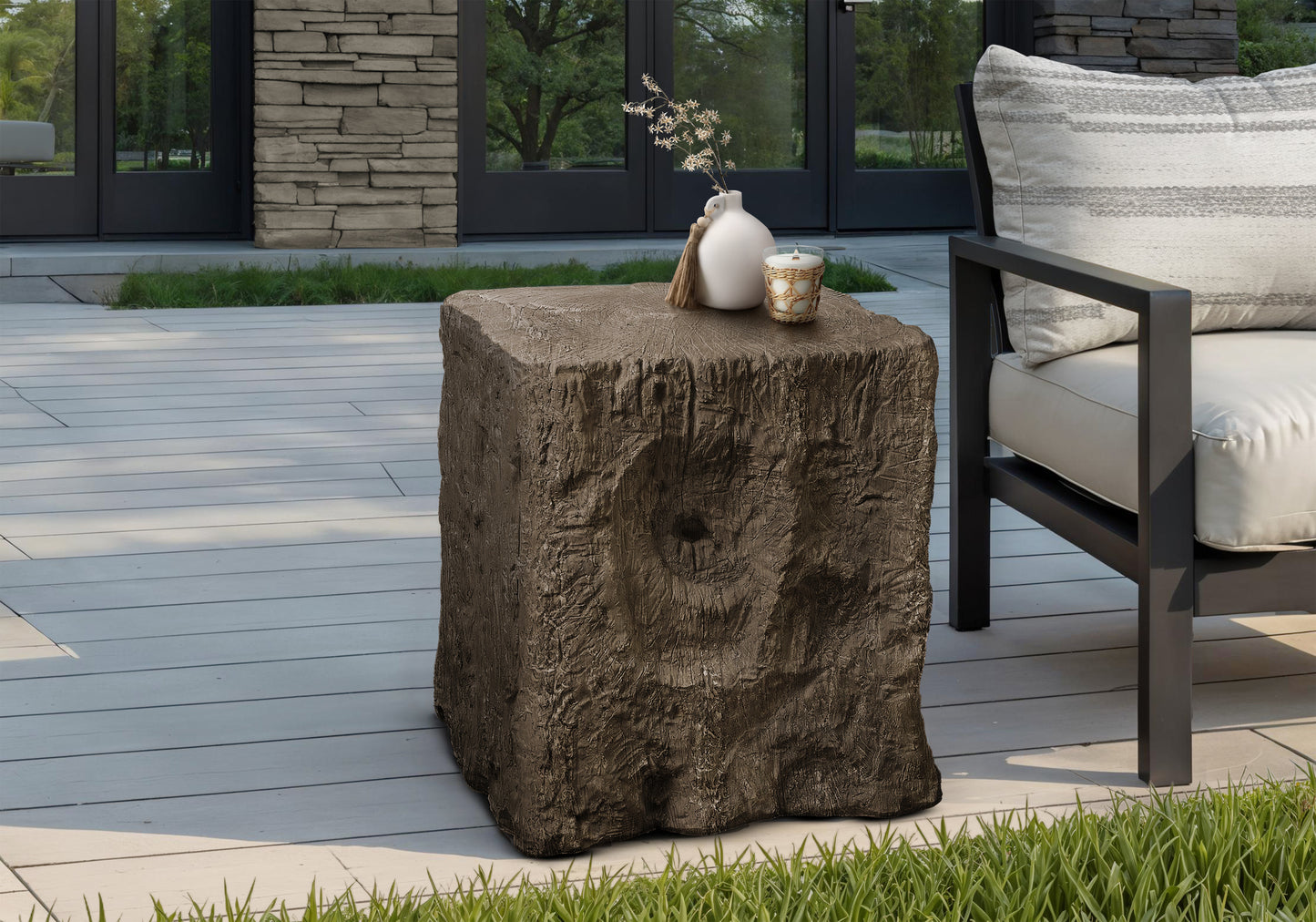 Accent Table, 25"h, Indoor Or Outdoor, End, Nightstand, Side Table, Square, Living Room, Bedroom, Walnut, Contemporary, Modern
