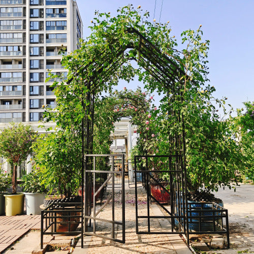 Black 97.2 in. H Metal Adjustable Width Trellis for Climbing Plants Outdoor Flower Support